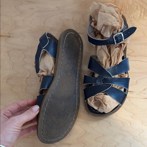 Salt Water Navy blue Leather Sandals with Buckle - Picture 5 of 5